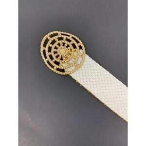 Vintage Metal Gold Tone Snake Scale Style Stretch Belt